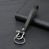 Retro Alloy Carabiner Hook Leather Strap Keychain Holder FOB Gift