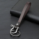 Retro Alloy Carabiner Hook Leather Strap Keychain Holder FOB Gift