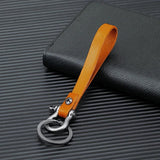 Retro Alloy Carabiner Hook Leather Strap Keychain Holder FOB Gift