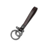 Retro Alloy Carabiner Hook Leather Strap Keychain Holder FOB Gift