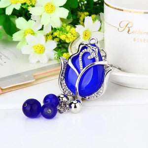 Rhinestone Tulip High Key Holder Bag Vintage Jewelry K2027