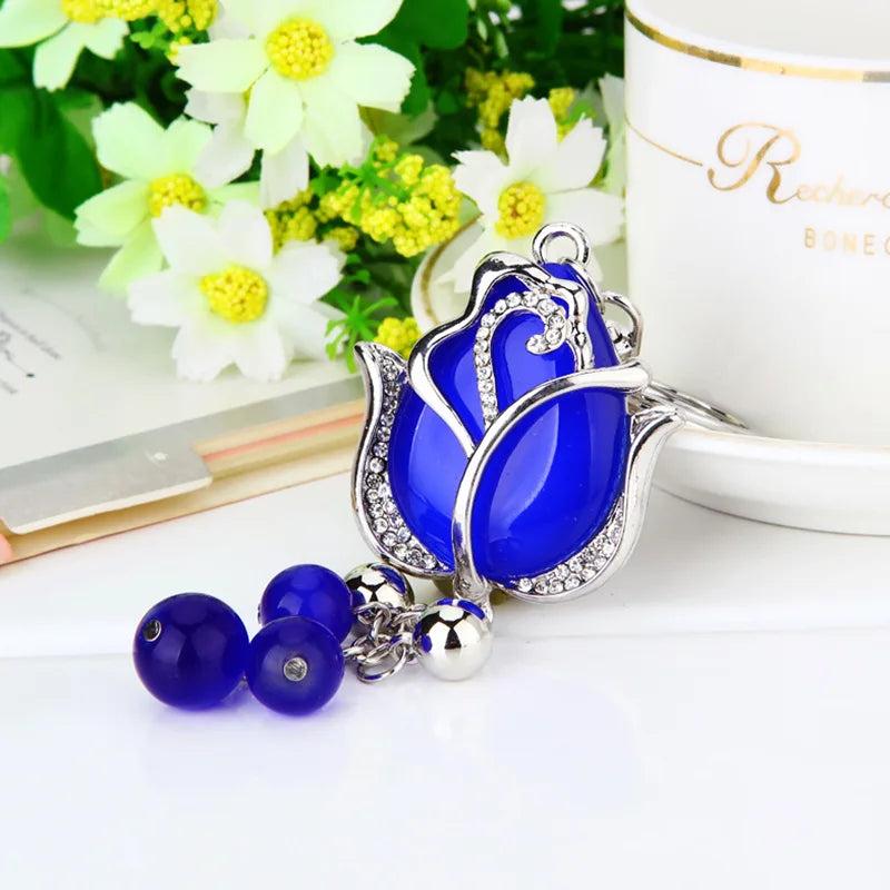 Rhinestone Tulip High Key Holder Bag Vintage Jewelry K2027