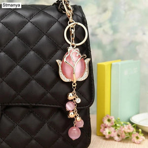Rhinestone Tulip High Key Holder Bag Vintage Jewelry K2027