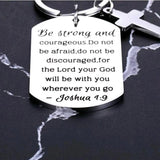 Christian Be Strong Courageous Cross Charm Keychain