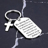 Christian Be Strong Courageous Cross Charm Keychain