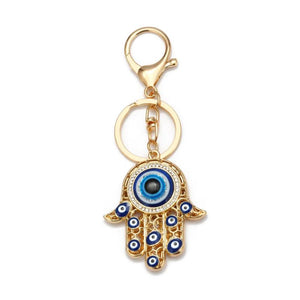 Lucky Eye Fatima Hamsa Hand Evil Eye Keychain Car Keyring Alloy Silver
