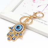 Lucky Eye Fatima Hamsa Hand Evil Eye Keychain Car Keyring Alloy Silver