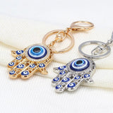 Lucky Eye Fatima Hamsa Hand Evil Eye Keychain Car Keyring Alloy Silver
