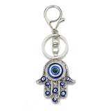 Lucky Eye Fatima Hamsa Hand Evil Eye Keychain Car Keyring Alloy Silver