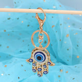 Lucky Eye Fatima Hamsa Hand Evil Eye Keychain Car Keyring Alloy Silver