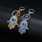 Lucky Eye Fatima Hamsa Hand Evil Eye Keychain Car Keyring Alloy Silver