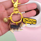 3D Pet Dog Bulldog Panda Car Keychain Lovely Pug Steel Wire Keyring