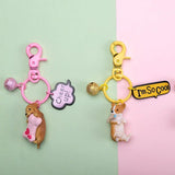 3D Pet Dog Bulldog Panda Car Keychain Lovely Pug Steel Wire Keyring
