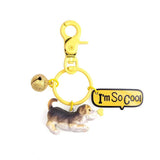 3D Pet Dog Bulldog Panda Car Keychain Lovely Pug Steel Wire Keyring