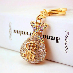 Crystal Money Bag Keychain Metal Pendant Lucky Car Keychain