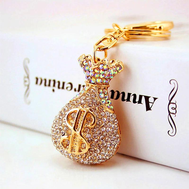 Crystal Money Bag Keychain Metal Pendant Lucky Car Keychain