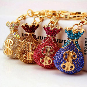 Crystal Money Bag Keychain Metal Pendant Lucky Car Keychain