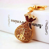 Crystal Money Bag Keychain Metal Pendant Lucky Car Keychain