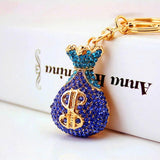Crystal Money Bag Keychain Metal Pendant Lucky Car Keychain