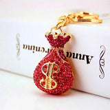 Crystal Money Bag Keychain Metal Pendant Lucky Car Keychain