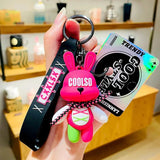 Bunny Key Chain Resin Bow Rabbit Keychain Women Couple Kids Bag Pendant