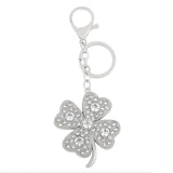 Big Four-leaf Clover Keychain Crystal Silver Key Chain Pendant Jewelry