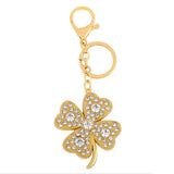Big Four-leaf Clover Keychain Crystal Silver Key Chain Pendant Jewelry