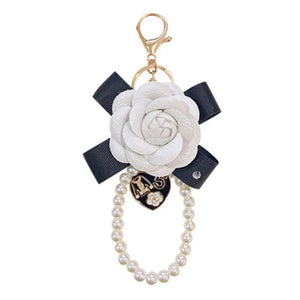 Pearl Camellia Keychain Pendant Bag Decoration Pearl Chain Keychains For Woman