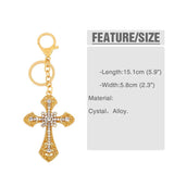 Big Rhinestones Crystal Metal Cross Keychain Silver Bag Car Key Chain