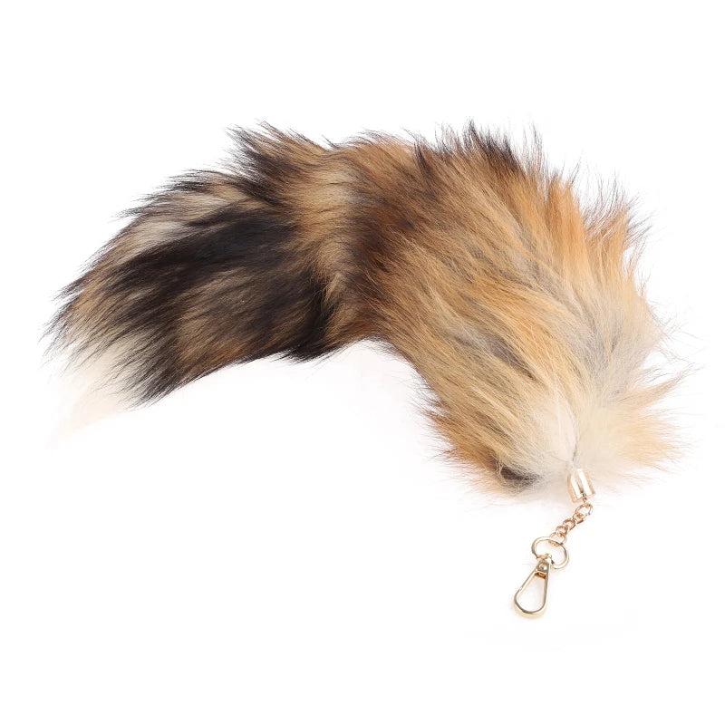 Large Fox Tail Fur Tassel Bag Tag Keychain Strap Chain