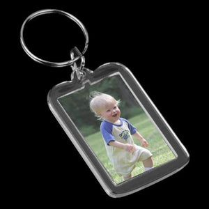 10Pcs DIY Rectangle Photo Frame Keyring 3.3x5cm