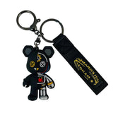 Funny Half Skull Body Mechanical Bear Keychain Punk Animal Keyring