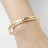 Double Layer CZ Crystal Bracelets Open Cuff Roman Numerals Bangles
