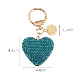 Peach Heart Rhinestone Keychain Crystal Keyring Holder Charm