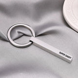 DADDY Keychains for Men, Stainless Steel Bar Keychain To Dad Drive Safe Gift