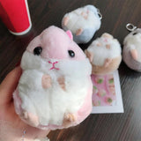 Fluffy Mini Hamster Doll Keychain Faux Fur Pom Pom Keyring Charm Gift