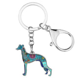 Enamel Metal Whippet Dog Key Chain Anime Animal Key Ring Handbag Car Key Holder