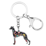 Enamel Metal Whippet Dog Key Chain Anime Animal Key Ring Handbag Car Key Holder