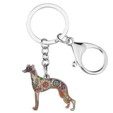 Enamel Metal Whippet Dog Key Chain Anime Animal Key Ring Handbag Car Key Holder