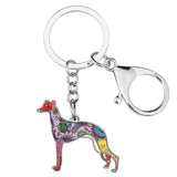 Enamel Metal Whippet Dog Key Chain Anime Animal Key Ring Handbag Car Key Holder