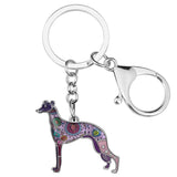 Enamel Metal Whippet Dog Key Chain Anime Animal Key Ring Handbag Car Key Holder