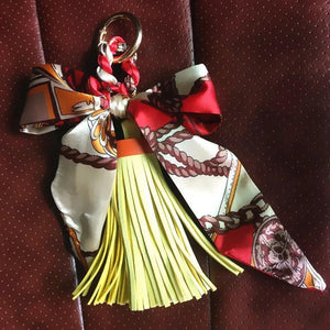 Scarf Key Holder Bowknot Tassels Keychain
