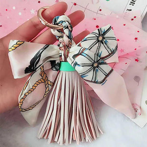 Scarf Key Holder Bowknot Tassels Keychain