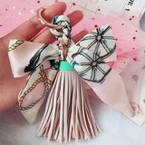 Scarf Key Holder Bowknot Tassels Keychain