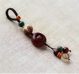 Rosewood Transfer Bead Keychain Ebony Wood Wishful Lucky Pendant
