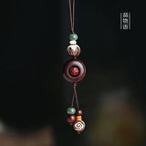 Rosewood Transfer Bead Keychain Ebony Wood Wishful Lucky Pendant
