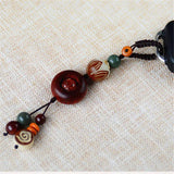 Rosewood Transfer Bead Keychain Ebony Wood Wishful Lucky Pendant