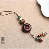 Rosewood Transfer Bead Keychain Ebony Wood Wishful Lucky Pendant