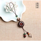 Rosewood Transfer Bead Keychain Ebony Wood Wishful Lucky Pendant