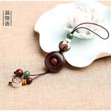 Rosewood Transfer Bead Keychain Ebony Wood Wishful Lucky Pendant